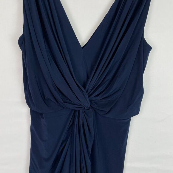 Misa Los Angeles Leza Gathered Crossover Sleeveless Mini Dress Navy Blue M - Picture 4 of 8